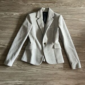 Zara Woman Gray Woven Blazer with Bronze Buttons (XS)